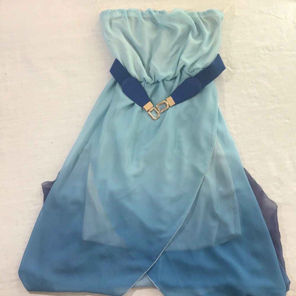 NWT ombré Blue to Purple High-Low Dress Strapless